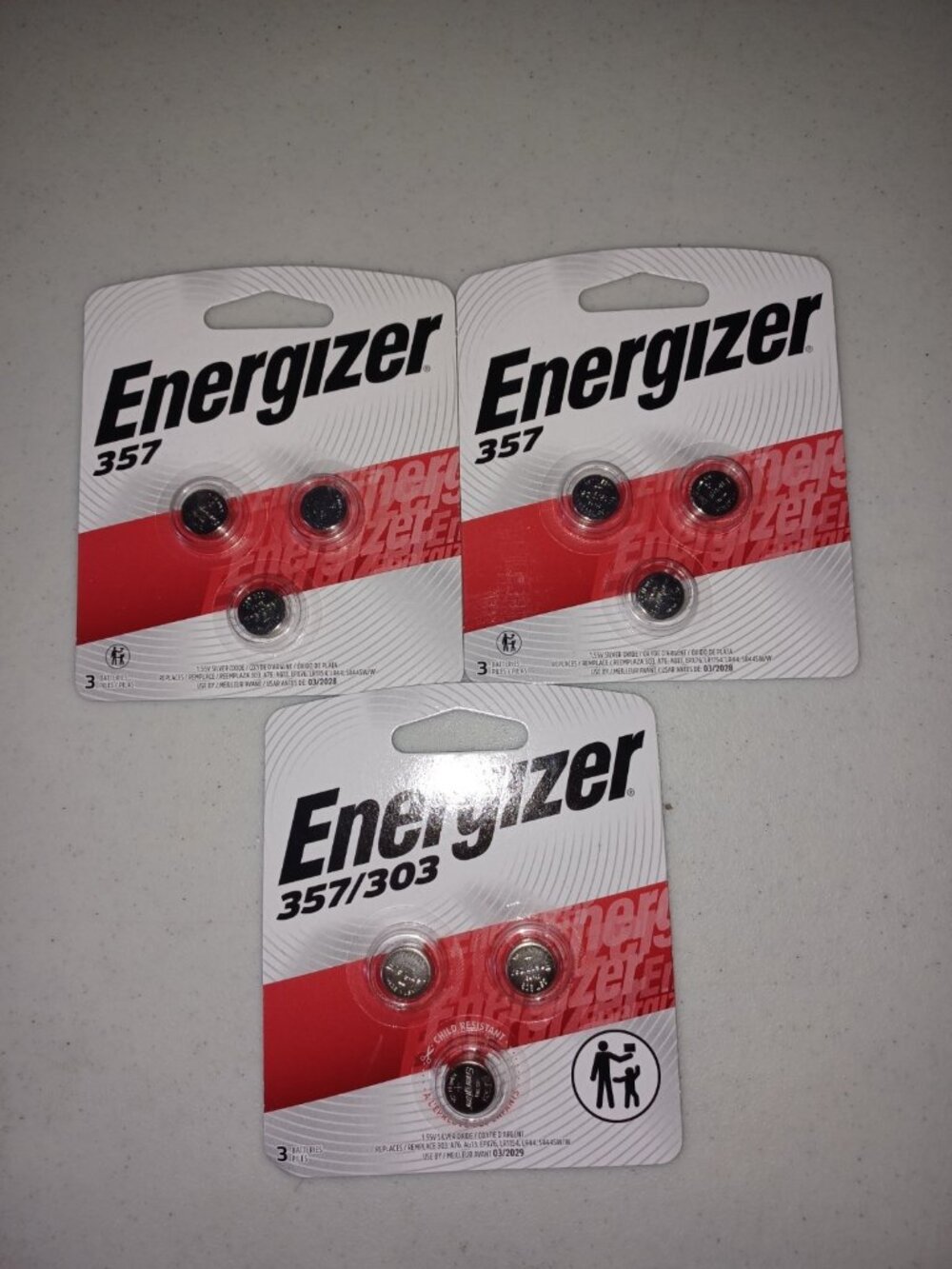 9 Energizer 357/303 Battery Silver Oxide Coin Cell